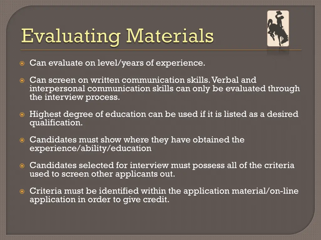 can evaluate on level years of experience