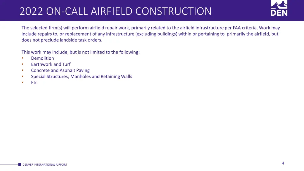 2022 on call airfield construction