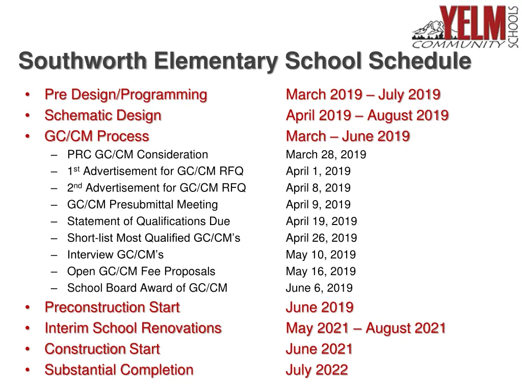 southworth elementary school schedule