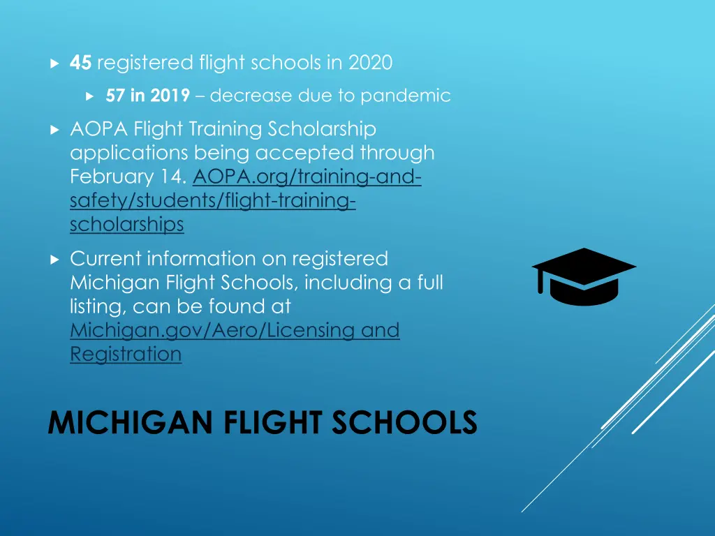 45 registered flight schools in 2020