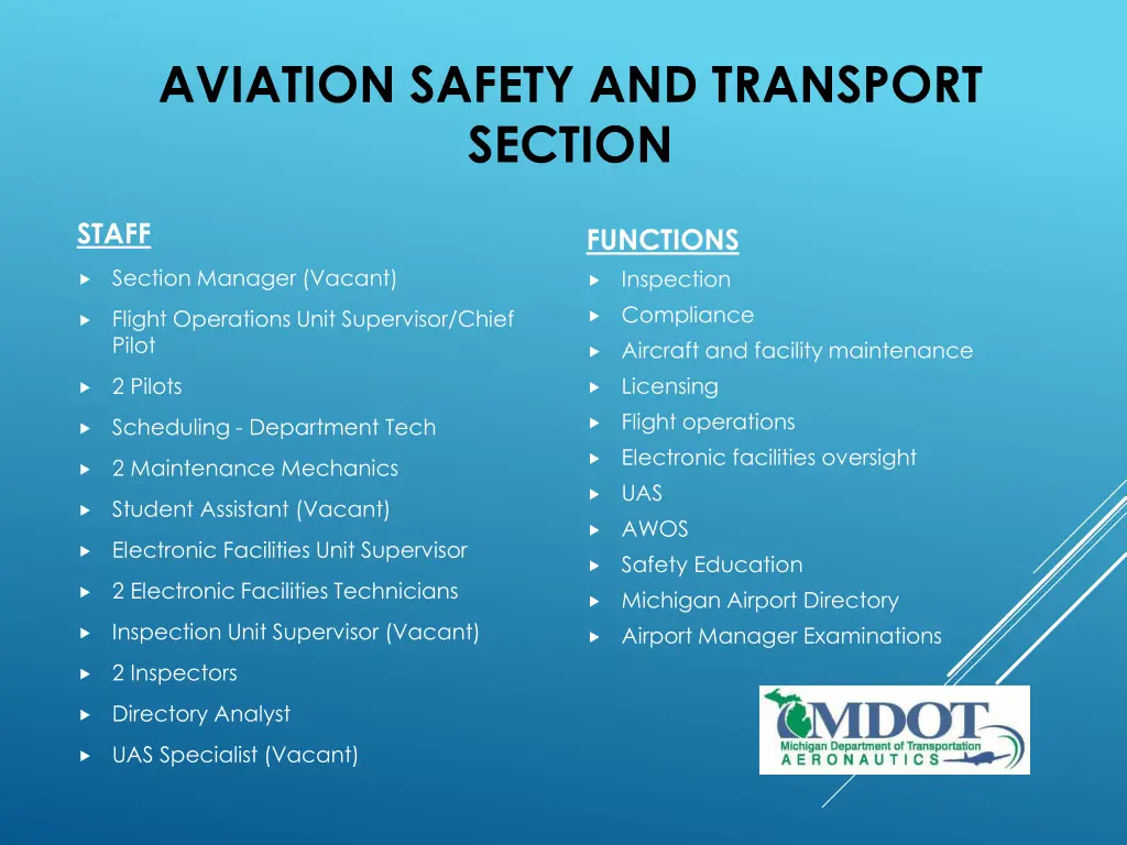 aviation safety and transport section