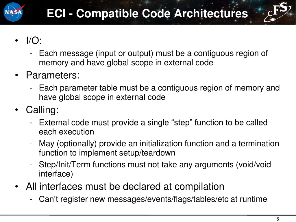 eci compatible code architectures