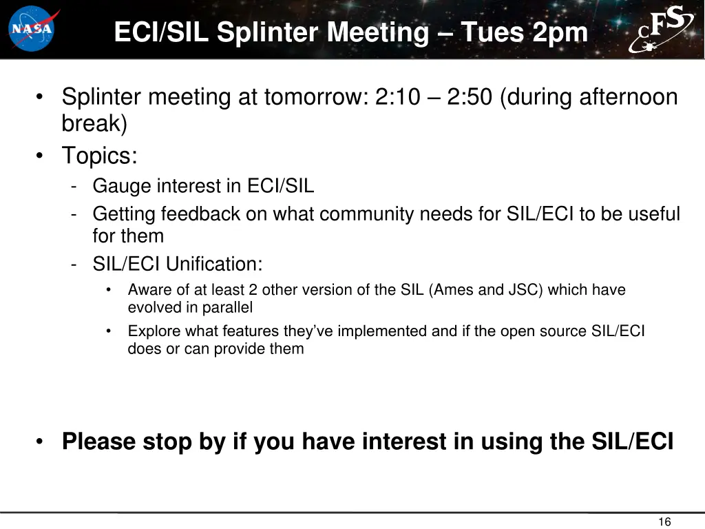 eci sil splinter meeting tues 2pm