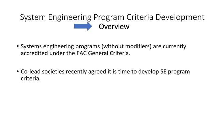 system engineering program criteria development