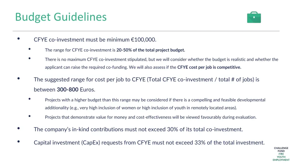 budget guidelines