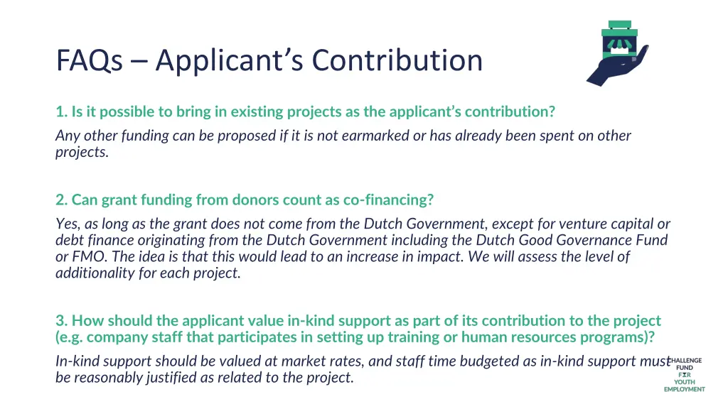 faqs applicant s contribution