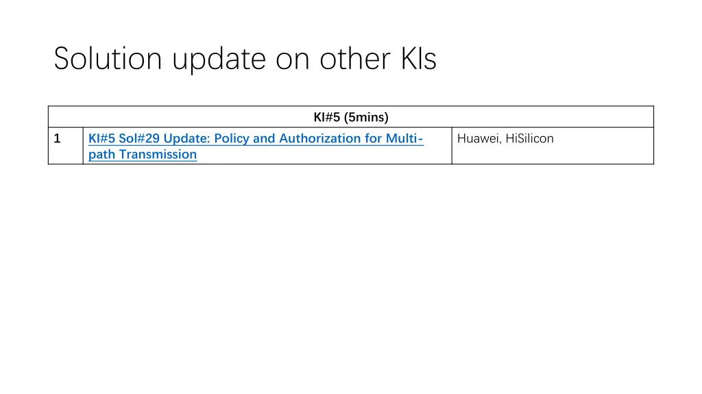 solution update on other kis