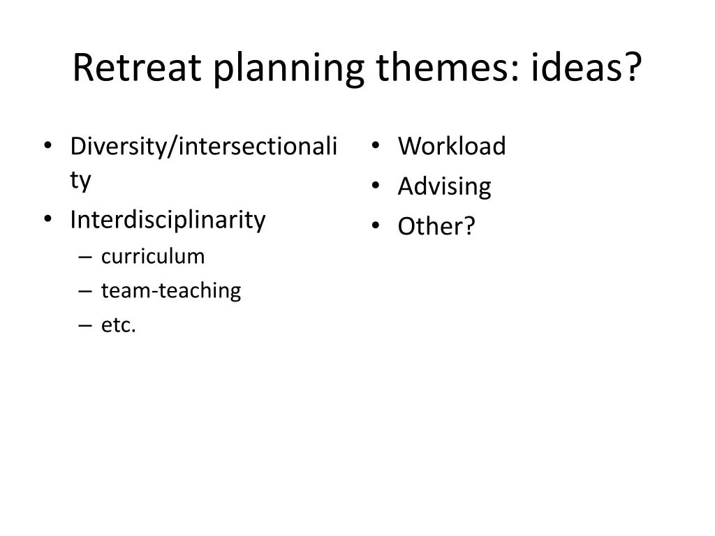 retreat planning themes ideas