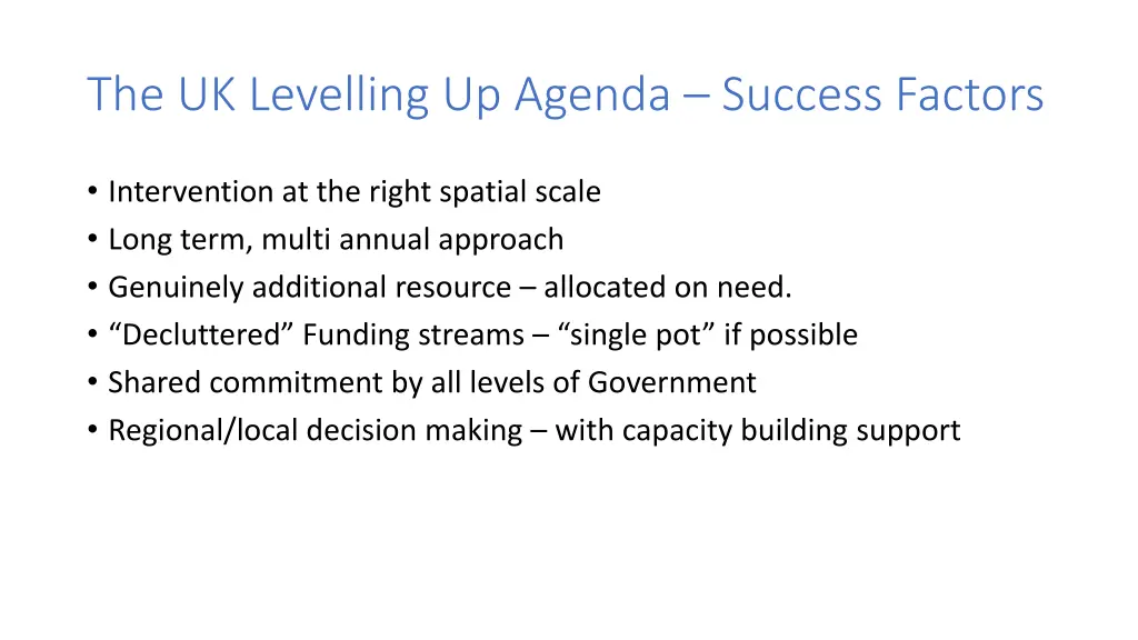 the uk levelling up agenda success factors