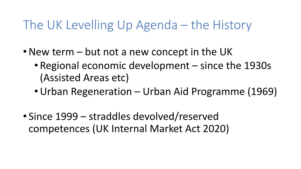 the uk levelling up agenda the history