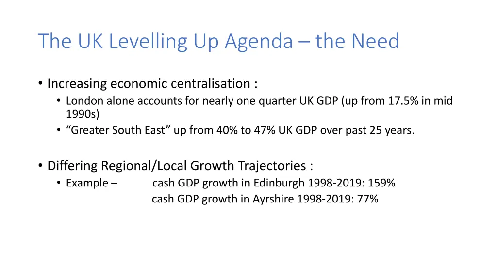 the uk levelling up agenda the need