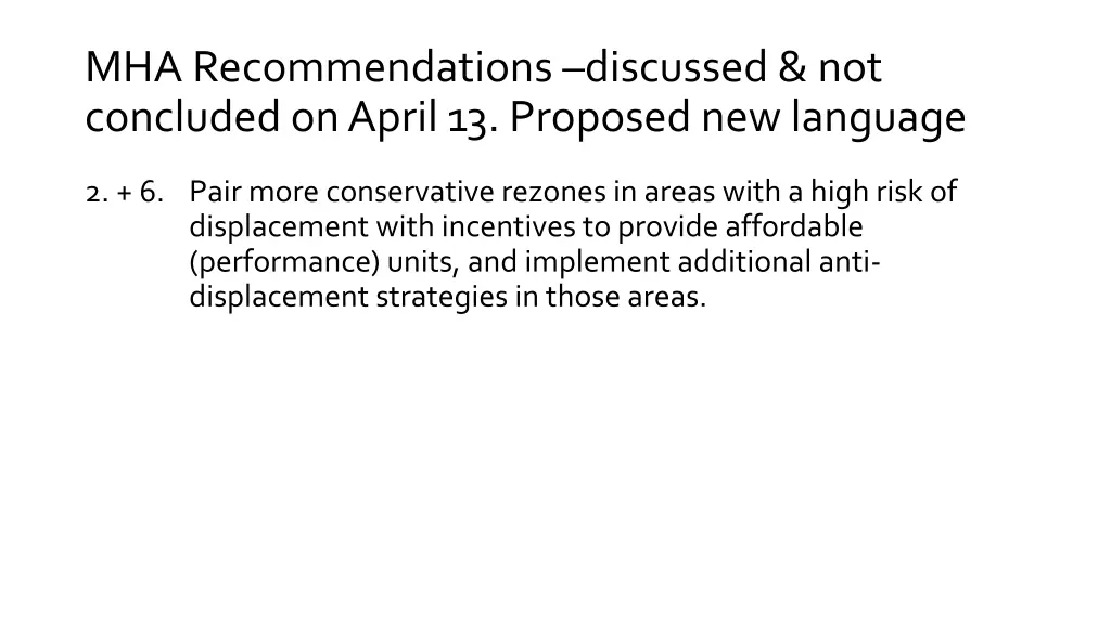 mha recommendations discussed not concluded 1
