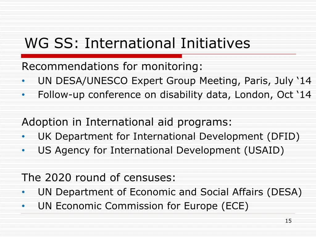 wg ss international initiatives