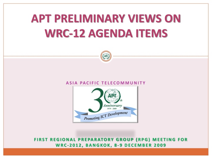 apt preliminary views on wrc 12 agenda items