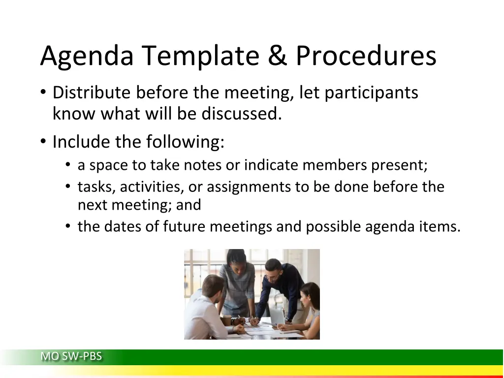 agenda template procedures distribute before