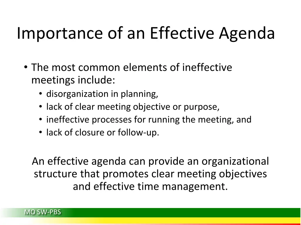 importance of an effective agenda
