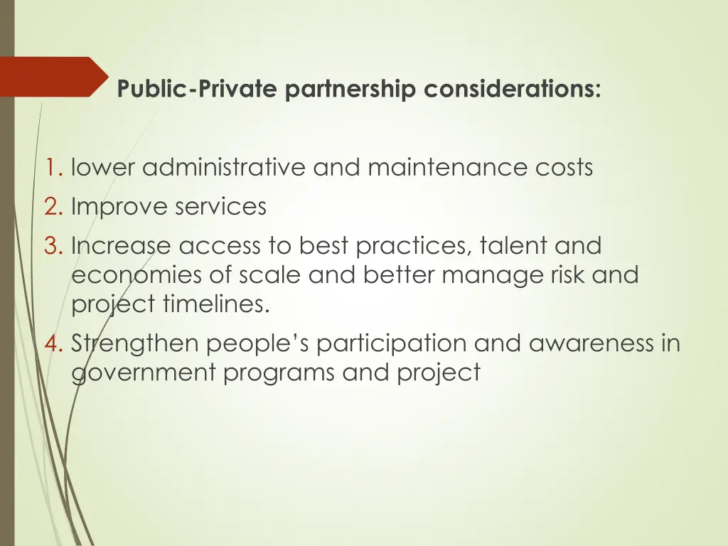 public private partnership considerations
