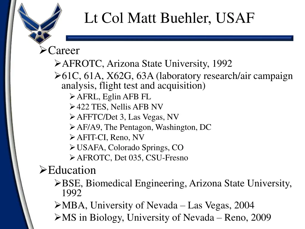lt col matt buehler usaf