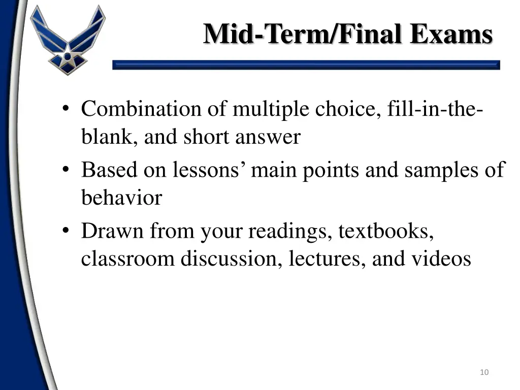 mid term final exams