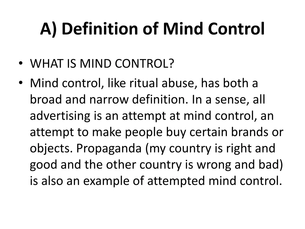 a definition of mind control