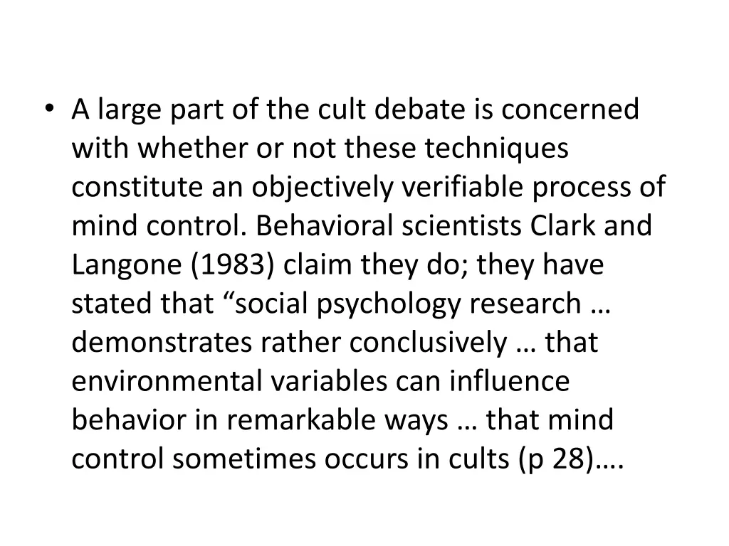 a large part of the cult debate is concerned with