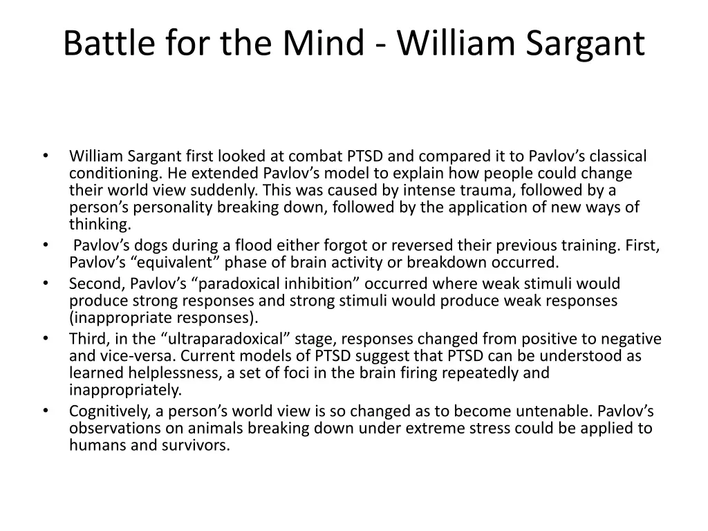 battle for the mind william sargant