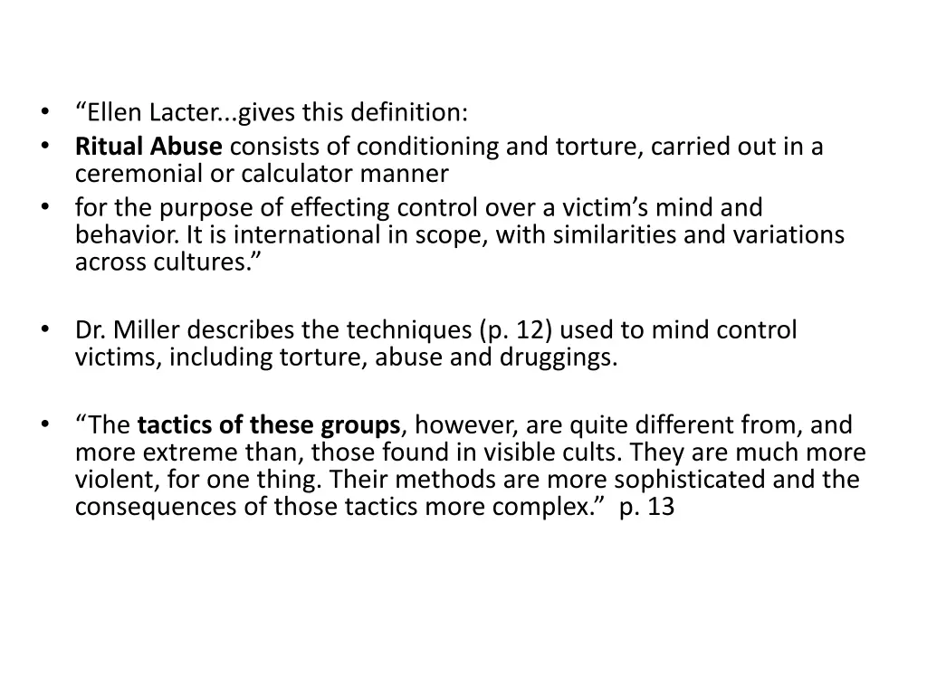 ellen lacter gives this definition ritual abuse