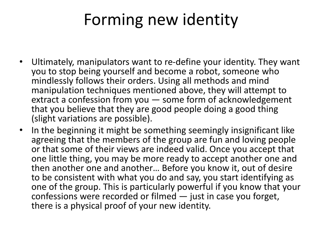 forming new identity