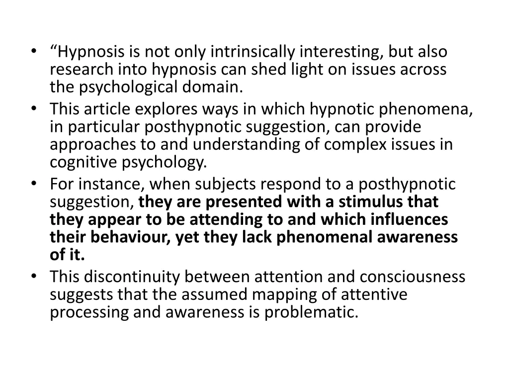 hypnosis is not only intrinsically interesting