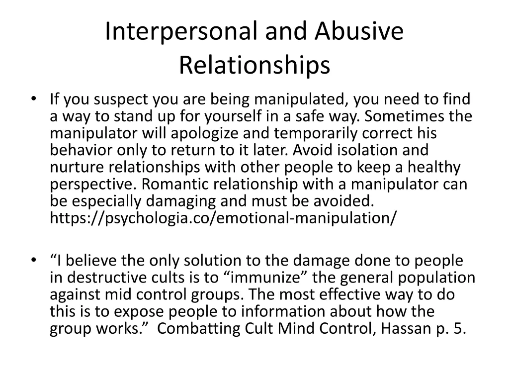 interpersonal and abusive relationships