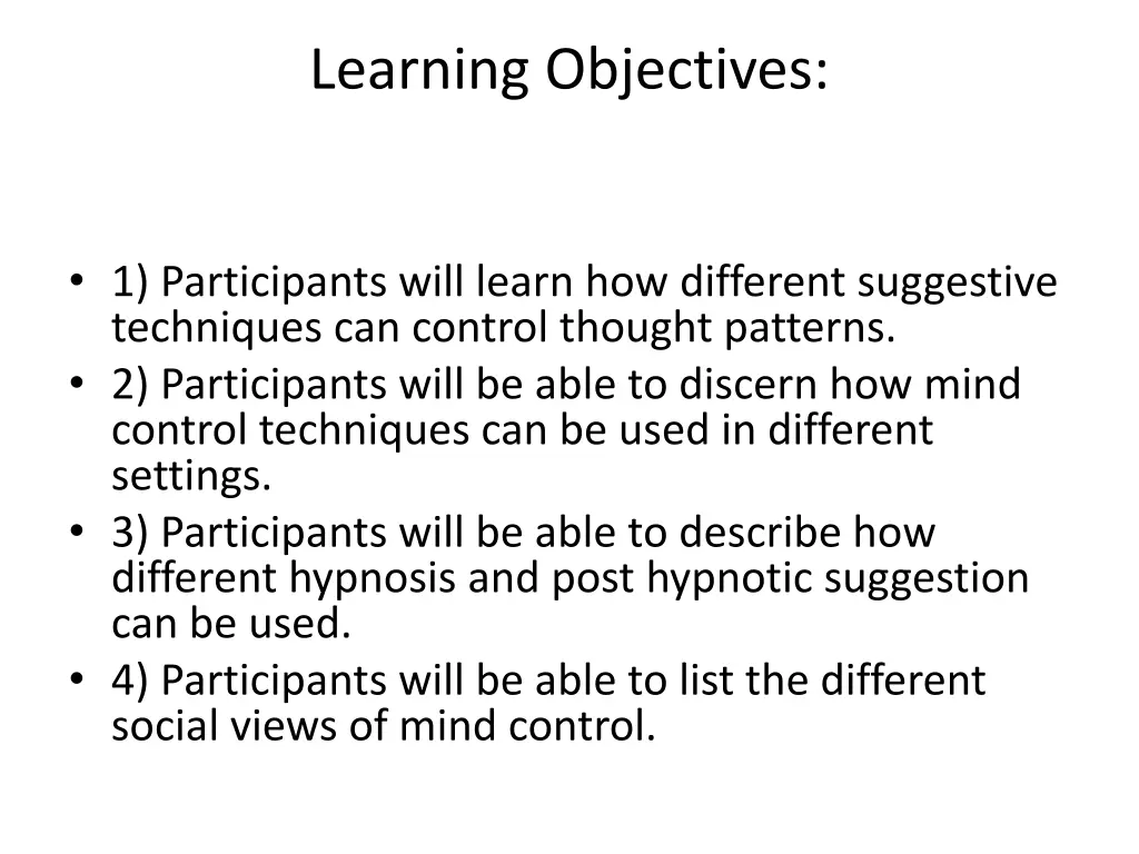 learning objectives