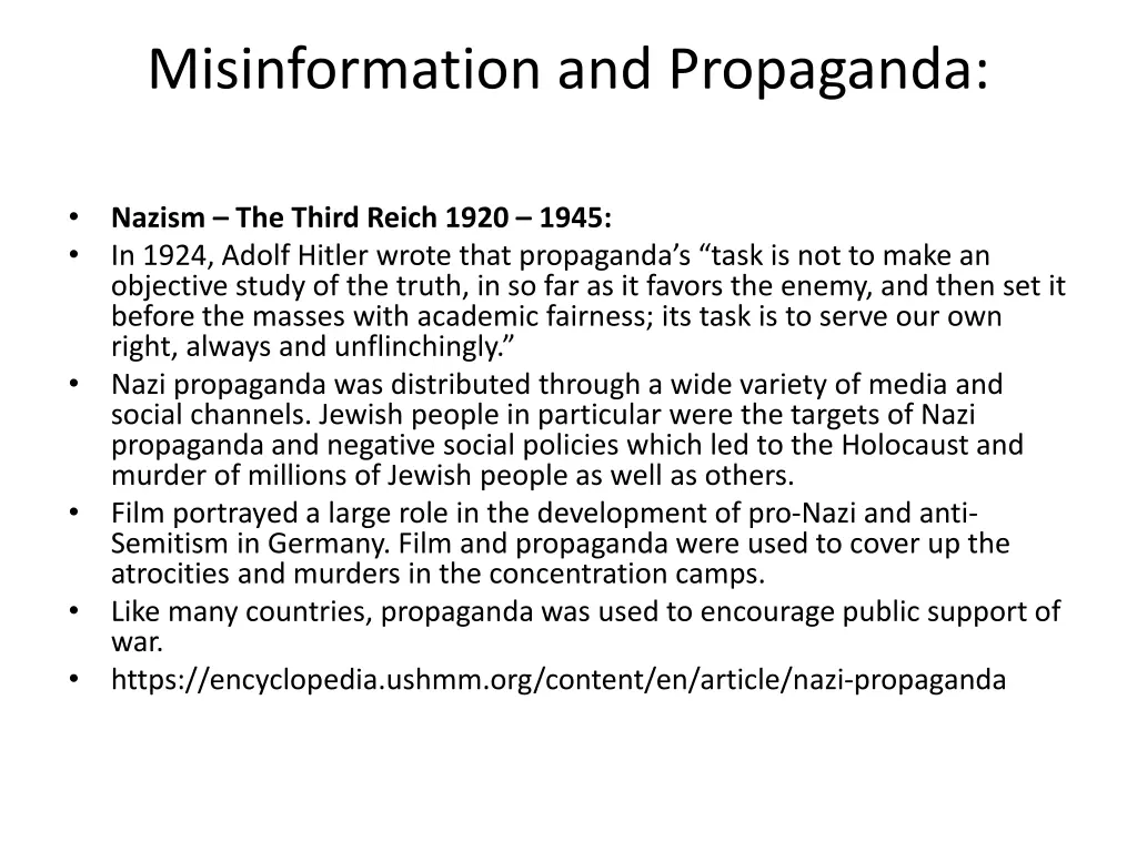misinformation and propaganda