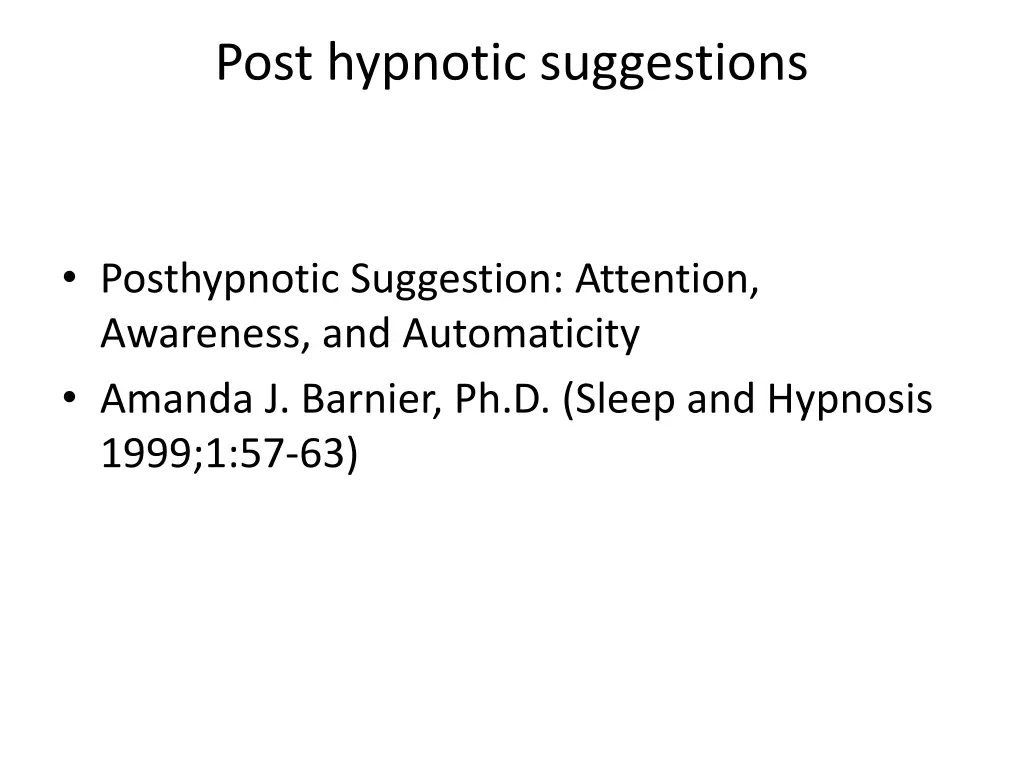 post hypnotic suggestions
