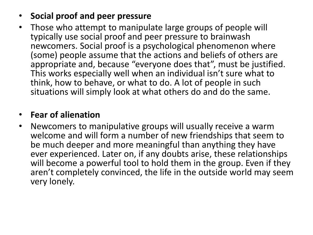 social proof and peer pressure those who attempt