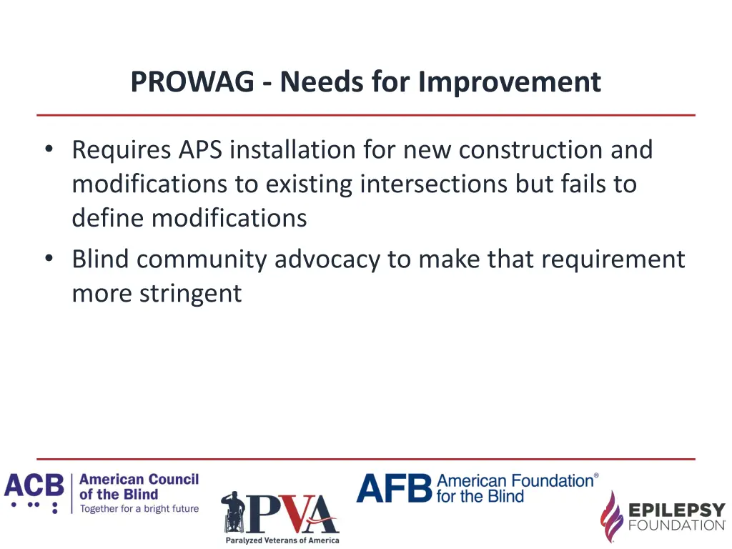 prowag needs for improvement