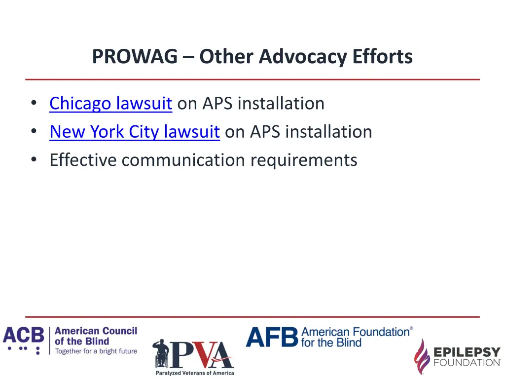 prowag other advocacy efforts