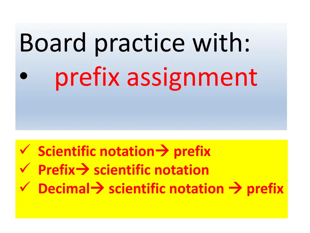 board practice with prefix assignment