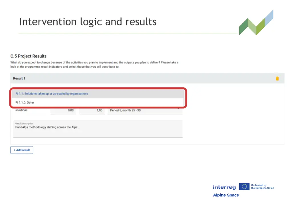 intervention logic and results 1