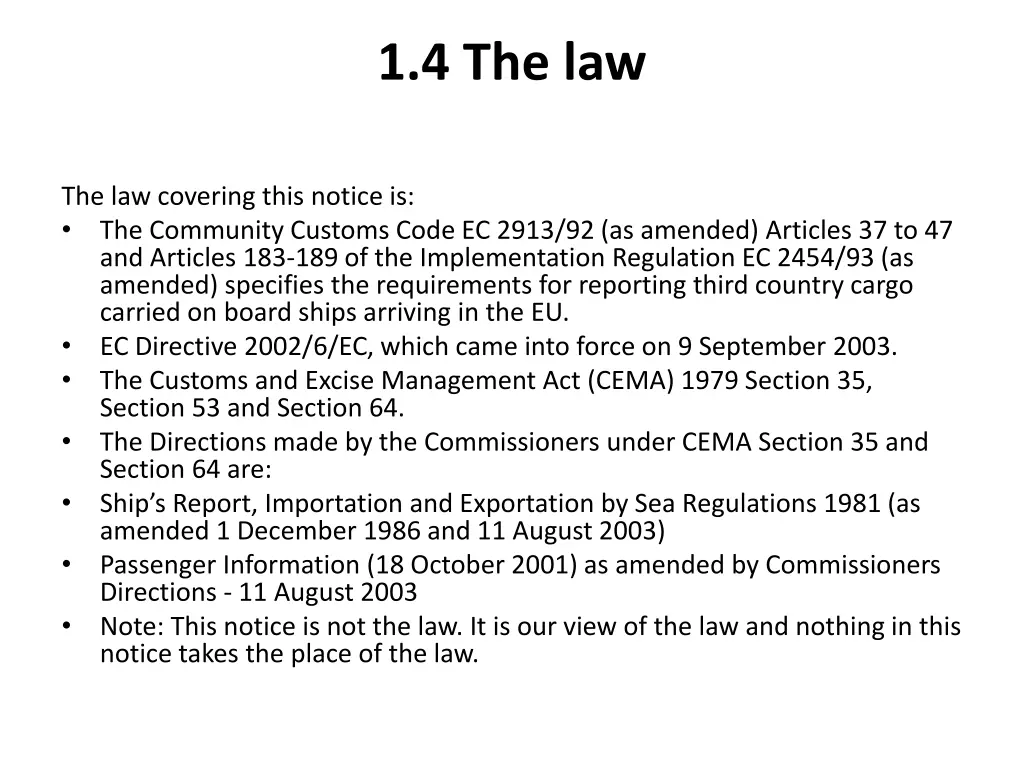 1 4 the law