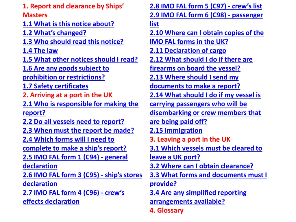 1 report and clearance by ships masters 1 1 what