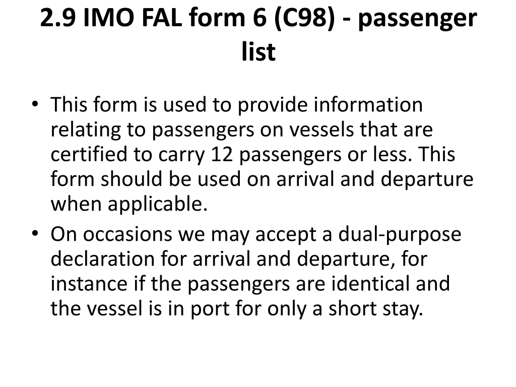 2 9 imo fal form 6 c98 passenger list