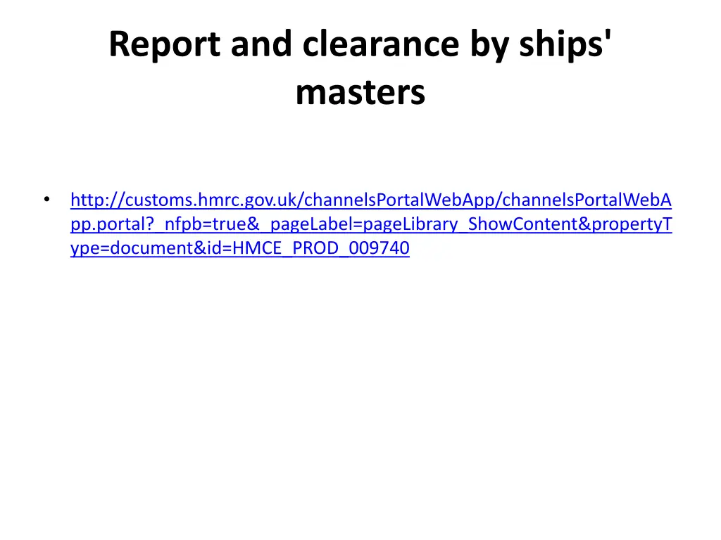 report and clearance by ships masters