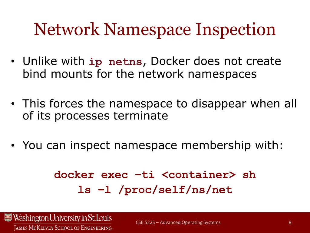network namespace inspection