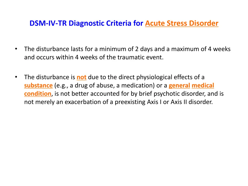 dsm iv tr diagnostic criteria for acute stress
