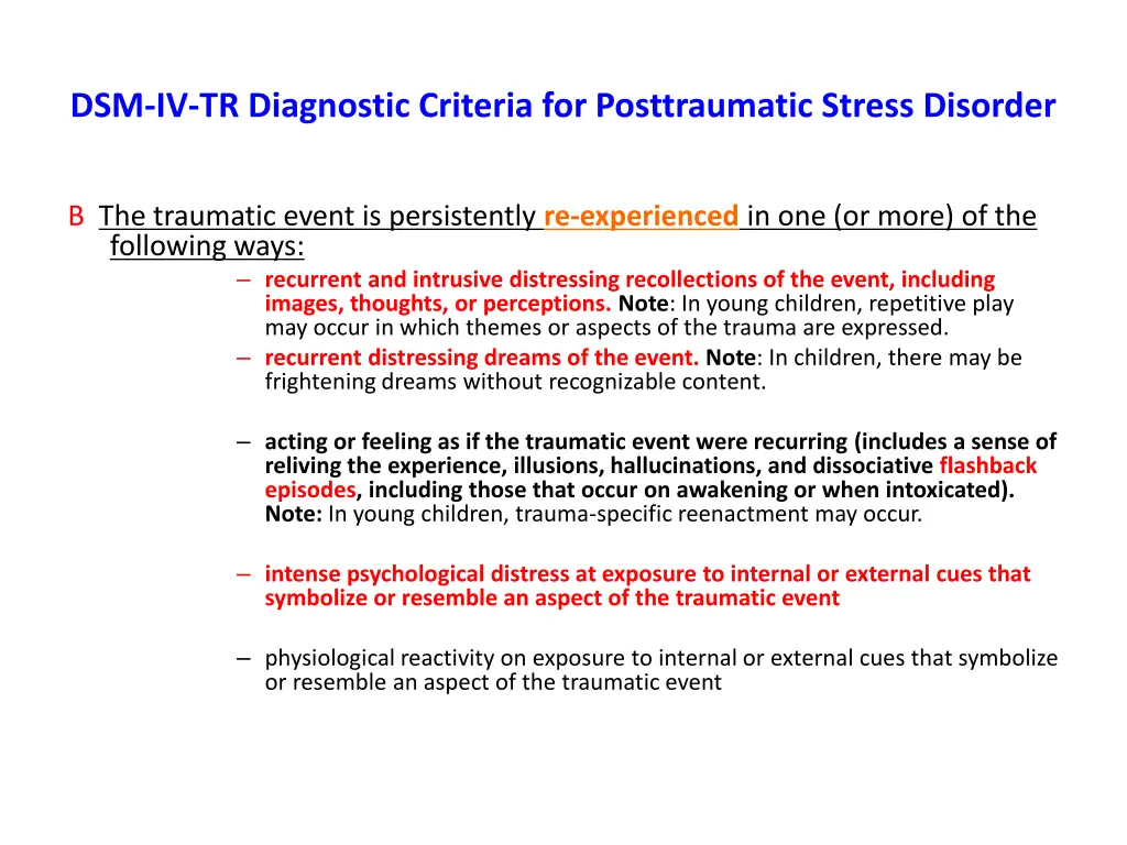 dsm iv tr diagnostic criteria for posttraumatic 1