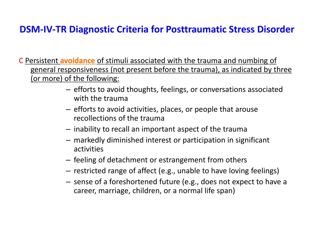 dsm iv tr diagnostic criteria for posttraumatic 2