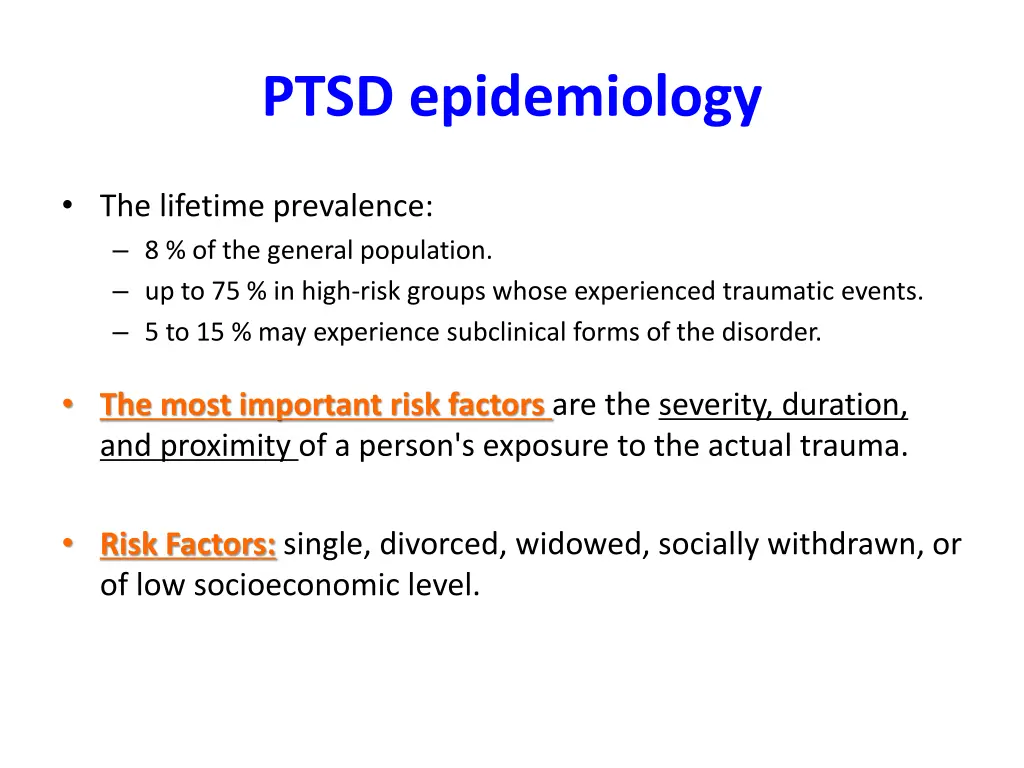 ptsd epidemiology