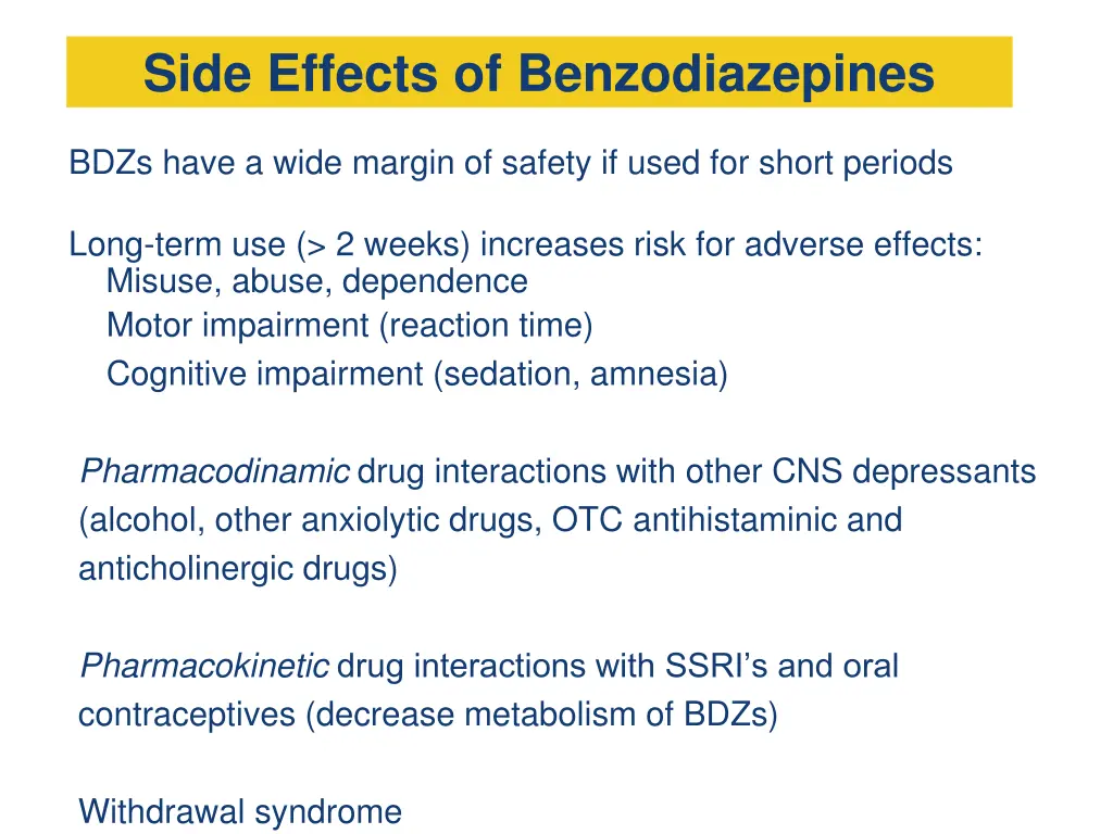 side effects of benzodiazepines