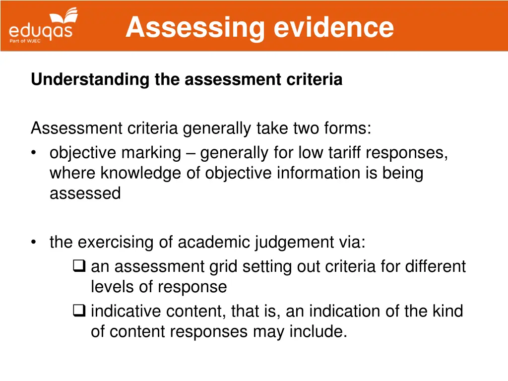 assessing evidence