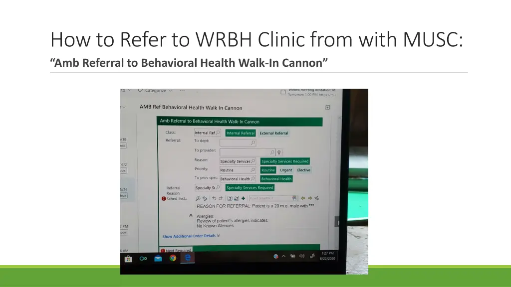 how to refer to wrbh clinic from with musc